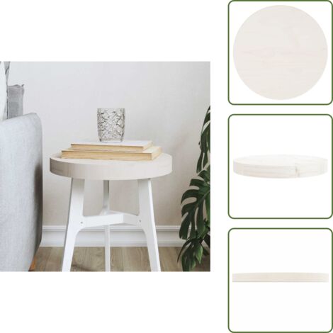 The Living Store Tablero de mesa redondo madera maciza de pino blanco Ø30x3 cm - Madera maciza