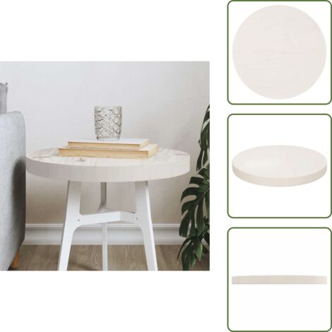 The Living Store Tablero de mesa redondo madera maciza de pino blanco Ø40x3 cm - Mesa de comedor
