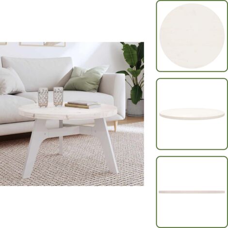 The Living Store Tablero de mesa redondo madera maciza de pino blanco Ø70x3 cm - Madera de pino