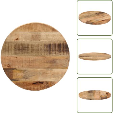 The Living Store Tablero de mesa redondo madera maciza mango rugosa Ø 60x1,5 cm - Mesa redonda