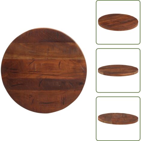 The Living Store Tablero de mesa redondo madera maciza reciclada Ø 50x2,5 cm - Madera reciclada