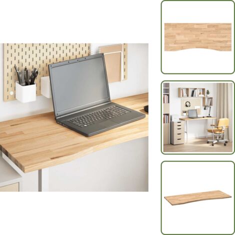 The Living Store Tablero escritorio rectangular madera maciza roble sin tratar - Mesa de roble