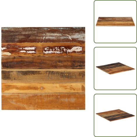 The Living Store Tablero mesa cuadrada madera reciclada maciza 70x70 cm 15-16 mm - Madera reciclada