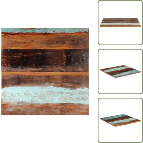The Living Store Tablero mesa cuadrada madera reciclada maciza 80x80 cm 25-27 mm - Madera reciclada