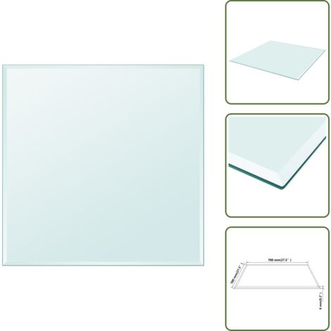 The Living Store Tablero mesa de cristal templado cuadrado 700x700 mm - Mesa de comedor
