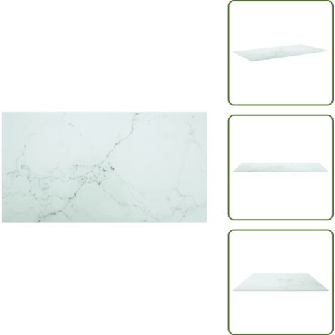 The Living Store Tablero mesa diseño mármol vidrio templado blanco 120x65 cm 8mm - Mesa de comedor