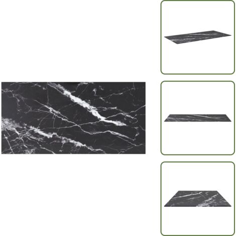 The Living Store Tablero mesa diseño mármol vidrio templado negro 100x50 cm 6 mm - Mesa de comedor