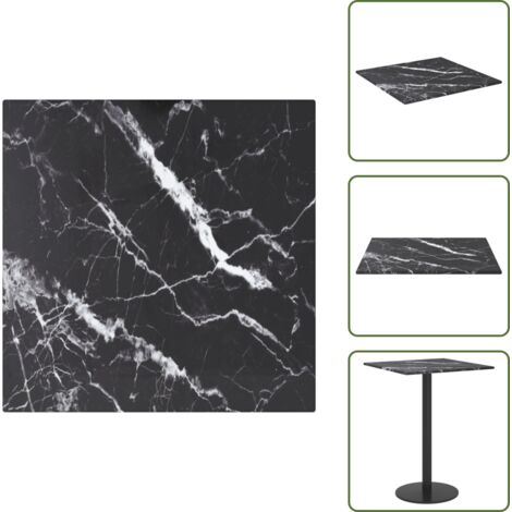 The Living Store Tablero mesa diseño mármol vidrio templado negro 30x30 cm 6 mm - Mesa de comedor