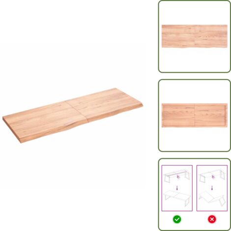 The Living Store Tablero mesa madera roble tratada marrón claro 140x50x(2-4) cm - Mesa de madera