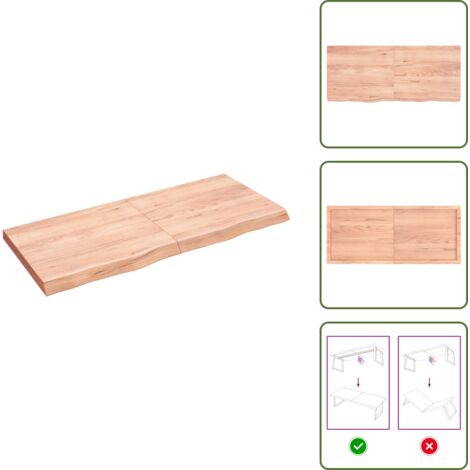 The Living Store Tablero mesa madera roble tratada marrón claro 140x60x(2-6) cm - Mesa de madera