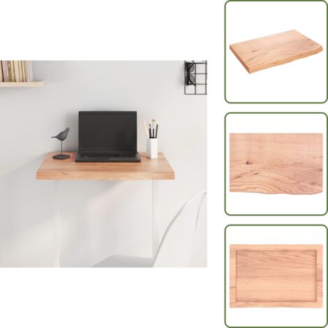 The Living Store Tablero mesa madera roble tratada marrón claro 60x40x(2-4) cm - Mesa de madera