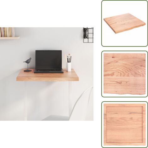 The Living Store Tablero mesa madera roble tratada marrón claro 60x60x(2-4) cm - Mesa de madera