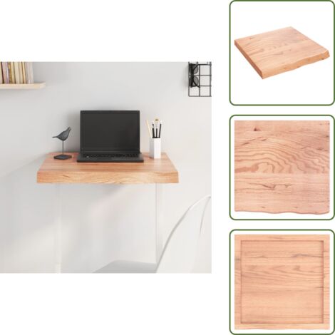 The Living Store Tablero mesa madera roble tratada marrón claro 60x60x(2-6) cm - Mesa de madera