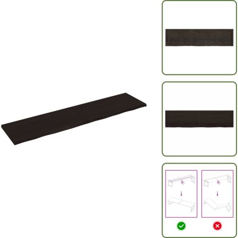 The Living Store Tablero mesa madera roble tratada marrón oscuro 200x50x(2-4) cm - Mesa de madera