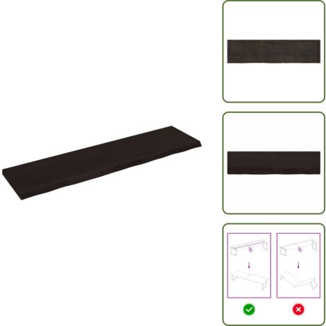 The Living Store Tablero mesa madera roble tratada marrón oscuro 200x50x(2-6) cm - Mesa de madera