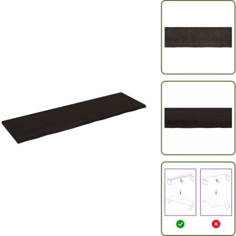 The Living Store Tablero mesa madera roble tratada marrón oscuro 200x60x(2-4) cm - Mesa de madera