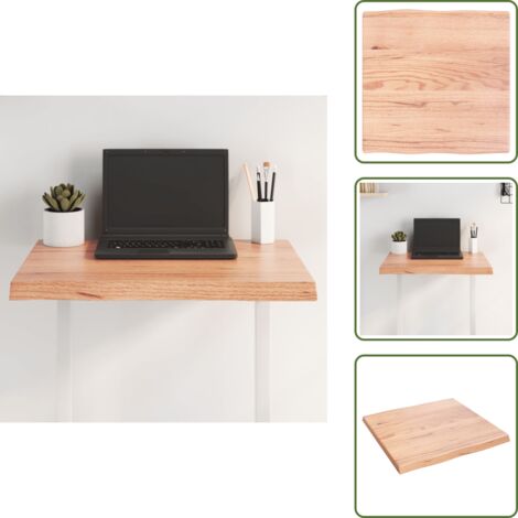 The Living Store Tablero mesa madera tratada borde natural marrón 60x60x(2-4) cm - Madera maciza