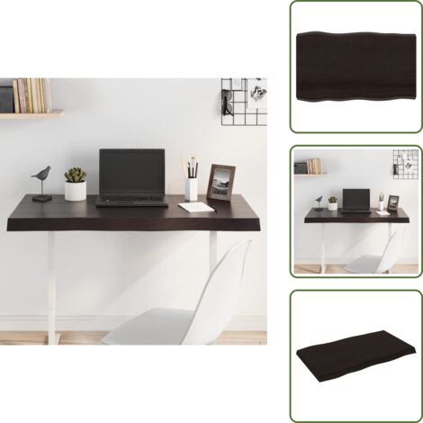 The Living Store Tablero mesa madera tratada borde vivo marrón 100x60x(2-6) cm - Mesa de roble