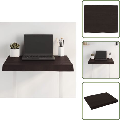 The Living Store Tablero mesa madera tratada borde vivo marrón 60x50x(2-6) cm - Madera tratada