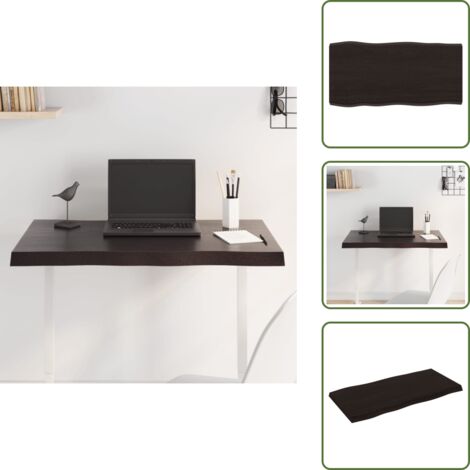 The Living Store Tablero mesa madera tratada borde vivo marrón 80x40x(2-4) cm - Mesa de madera