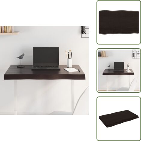 The Living Store Tablero mesa madera tratada borde vivo marrón 80x50x(2-6) cm - Madera tratada