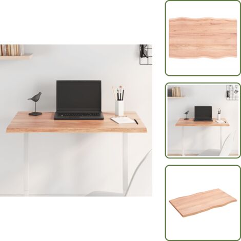 The Living Store Tablero mesa madera tratada roble borde natural 80x50x2 cm - Madera tratada