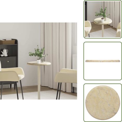 The Living Store Tablero para mesa mármol color crema Ø40x2,5 cm - Mesa de comedor