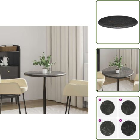 The Living Store Tablero para mesa mármol negro Ø60x2,5 cm - Mármol negro