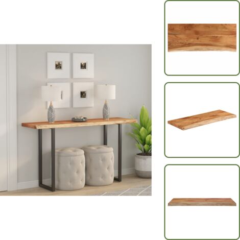 The Living Store Tablero rectangular madera de acacia borde vivo 110x40x3,8 cm - Madera de acacia