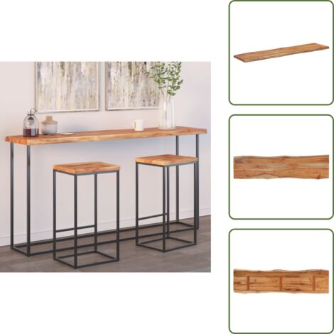 The Living Store Tablero rectangular madera de acacia borde vivo 160x40x2,5 cm - Madera de acacia