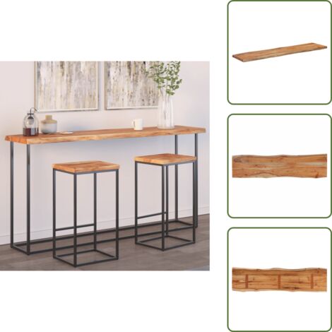 The Living Store Tablero rectangular madera de acacia borde vivo 180x40x2,5 cm - Madera de acacia