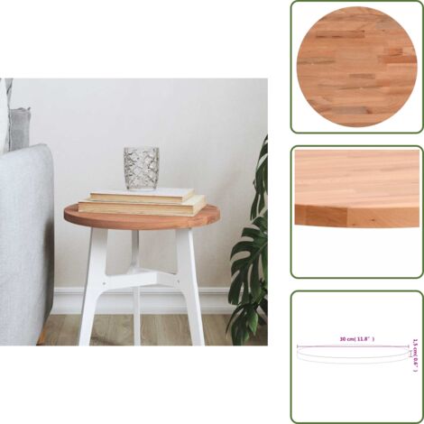 The Living Store Tablero redondo de madera maciza de haya Ø30x1,5 cm - Madera de haya