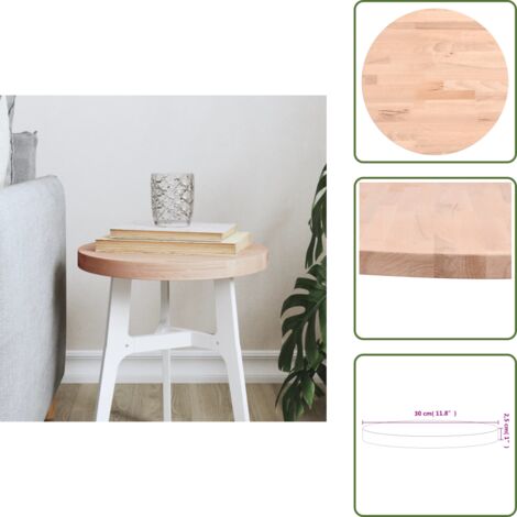 The Living Store Tablero redondo de madera maciza de haya Ø30x2,5 cm - Mesa redonda