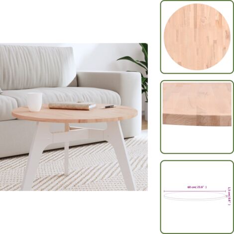 The Living Store Tablero redondo de madera maciza de haya Ø60x1,5 cm - Mesa redonda
