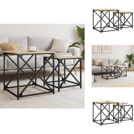The Living Store Tables basses gigognes 2 pcs chêne sonoma bois d'ingénierie - Meubles d'appoint