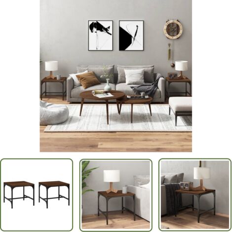 The Living Store Tables d'appoint 2 pcs Chêne marron 40x40x35 cm Bois ingénierie - Table Basse - Meuble Industriel - Table D'appoint - Design Moderne - Bois D'ingénierie