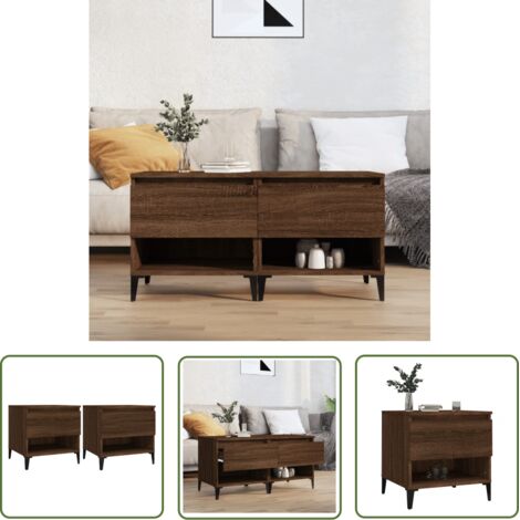 The Living Store Tables d'appoint 2 pcs Chêne marron 50x46x50 cm Bois ingénierie - Table D'appoint - Meuble Industriel - Table Basse - Table Design - Mobilier Salle À Séjour