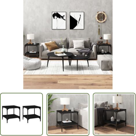 The Living Store Tables d'appoint 2 pcs Noir 40x40x40 cm Bois d'ingénierie - Table Basse - Meuble Industriel - Table D'appoint - Design Moderne - Meubles Salon
