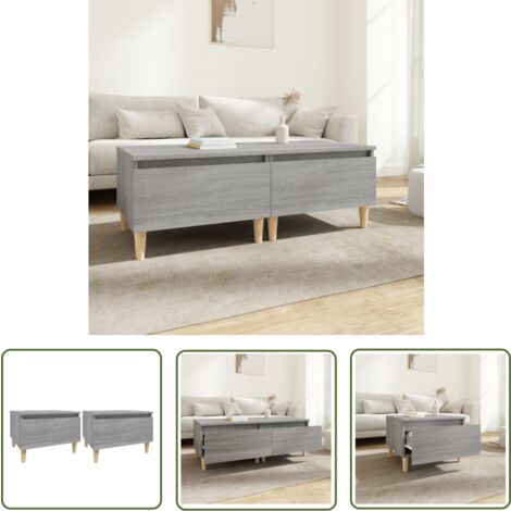 The Living Store Tables d'appoint 2 pcs Sonoma gris 50x46x35 cm Bois ingénierie - Table D'appoint - Table Basse - Meuble Design - Style Scandinave - Mobilier Intérieur