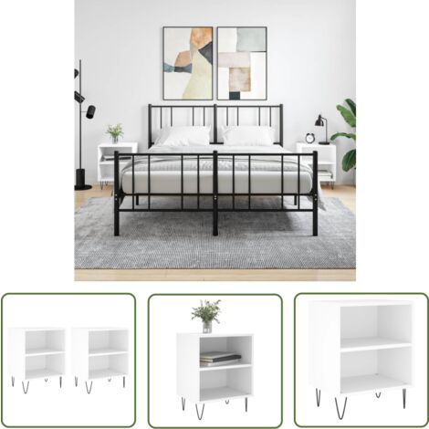 The Living Store Tables de chevet 2 pcs blanc 40x30x50 cm bois d'ingénierie - Table De Chevet - Meuble De Chambre - Table De Nuit - Mobilier Blanc - Table D'appoint