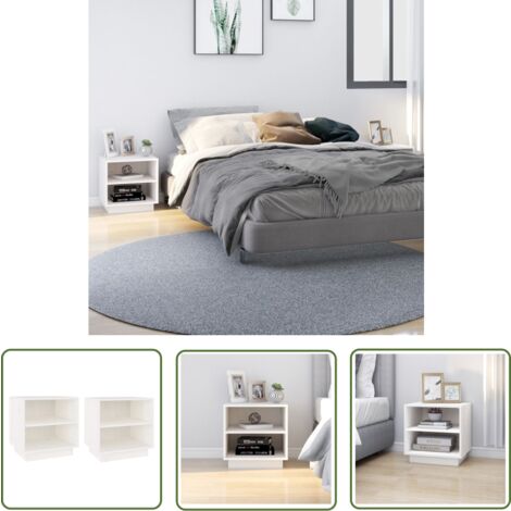 The Living Store Tables de chevet 2 pcs Blanc 40x34x40 cm Bois de pin solide - Table De Chevet - Meuble De Chambre - Table Nuit - Armoire De Chevet - Rangement