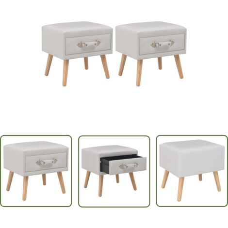 The Living Store Tables de chevet 2 pcs Blanc 40x35x40 cm Similicuir - Table De Chevet - Meubles De Chambre - Table Nuit - Commode - Rangement