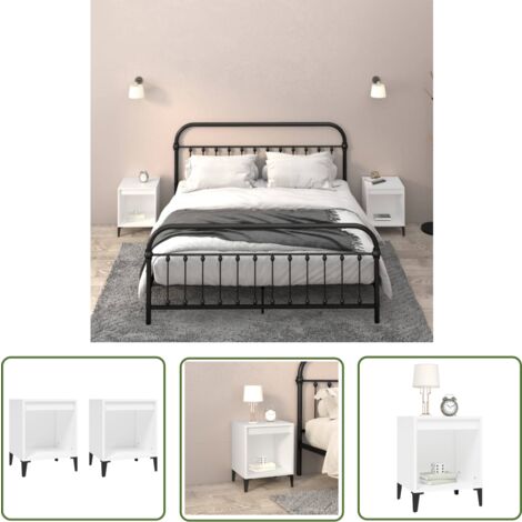 The Living Store Tables de chevet 2 pcs Blanc 40x35x50 cm - Table De Chevet - Meuble De Chambre - Armoire De Chevet - Mobilier Blanc - Table Nuit