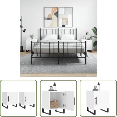 The Living Store Tables de chevet 2 pcs blanc 40x40x50 cm bois d’ingénierie - Table De Chevet - Meuble De Chambre - Armoire De Chevet - Commode - Design Moderne