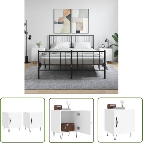 The Living Store Tables de chevet 2 pcs blanc 40x40x50 cm bois d’ingénierie - Table De Chevet - Meuble De Chambre - Armoire De Chevet - Commode - Design Moderne