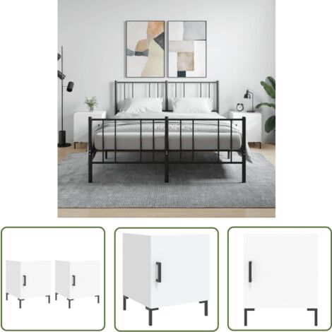 The Living Store Tables de chevet 2 pcs blanc 40x40x50 cm bois d’ingénierie - Table De Chevet - Meuble De Chambre - Armoire De Chevet - Commode - Design Moderne