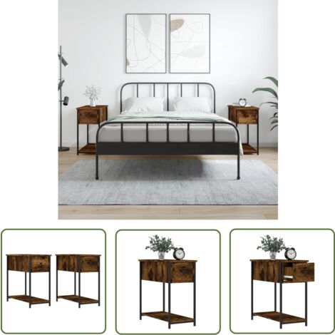 The Living Store Tables de chevet 2 pcs chêne fumé 30x60x60 cm bois d'ingénierie - Table De Chevet - Commode - Meuble De Chambre - Mobilier - Décoration Intérieure