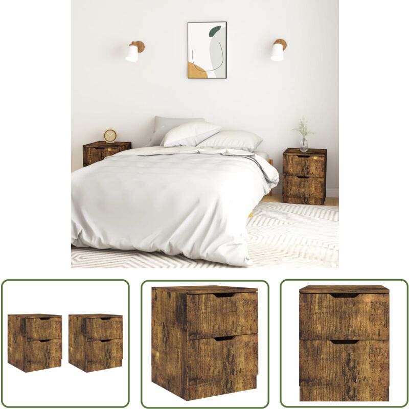 Maison Chic - The Living Store Tables de chevet 2 pcs chêne fumé 40x40x50 cm bois d'ingénierie - Table De Chevet - Meuble De Chambre - Table