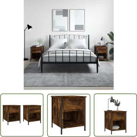 The Living Store Tables de chevet 2 pcs chêne fumé 40x42x50 cm bois ingénierie - Table De Chevet - Meuble De Chambre - Armoire De Chevet - Commode - Étagère Murale