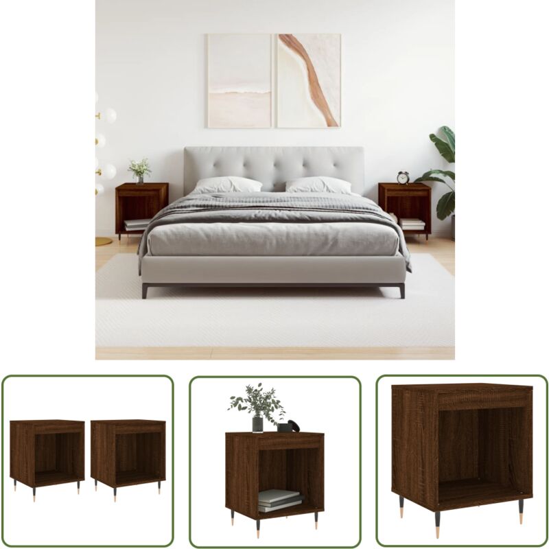 The Living Store - Tables de chevet 2 pcs chêne marron 40x35x50 cm bois ingénierie - Table De Chevet - Meuble De Chambre - Table D'appoint - Table De